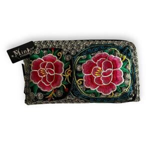 Minky embroidered wallet Mexican talavera design NWT
